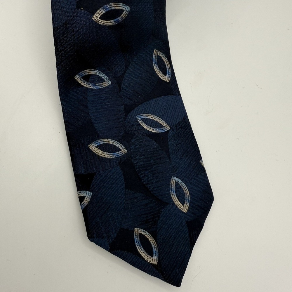 Stringbeans Blue Geometric Pattern Tie 100% Polyester Retro Office Style - Picture 2 of 6